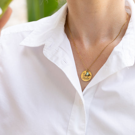 Sunday Olive Faith Pendant Stainless Steel Gold PVD Necklace