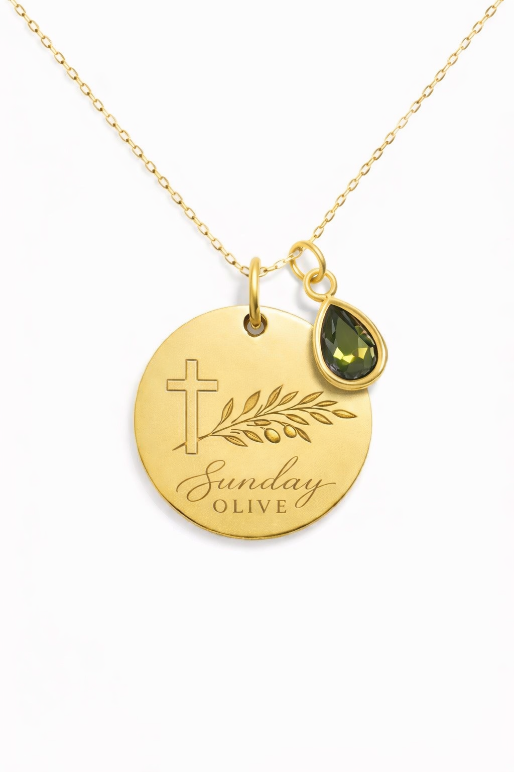 Sunday Olive Faith Pendant Stainless Steal Plated Necklace