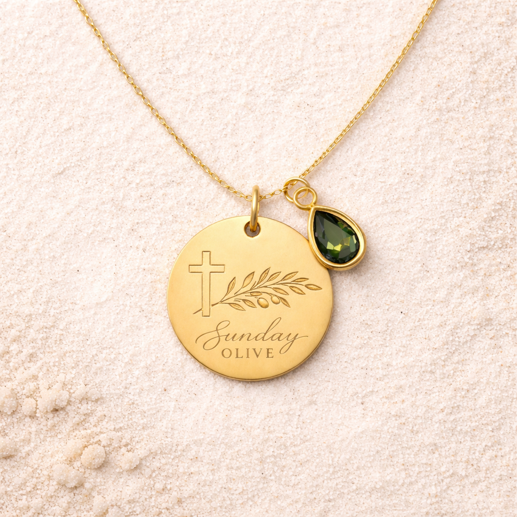 Sunday Olive Faith Pendant Stainless Steal Plated Necklace